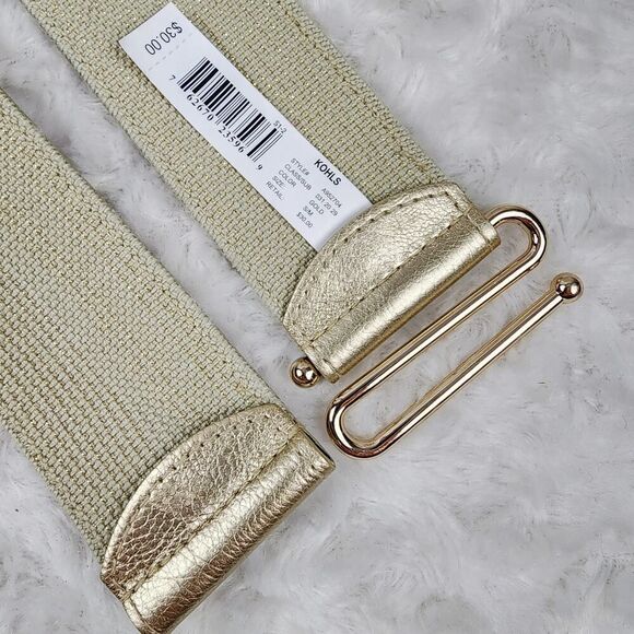 Kohl's Gold Tooled Wide Stretch Belt Size S/M - Picture 8 of 9